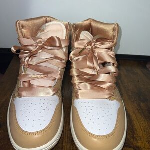 Nike Women's Tan and White Sneakers